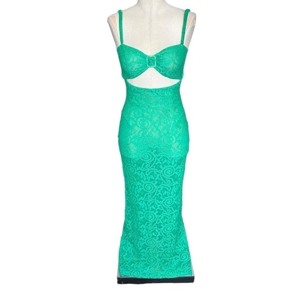 Silvia Astore Isa Lace Cut Out Long Dress Emerald Green IT: 38 XS - Picture 5 of 15
